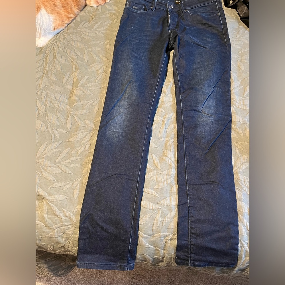 Boss Men's Straight Jeans in Dark Blue